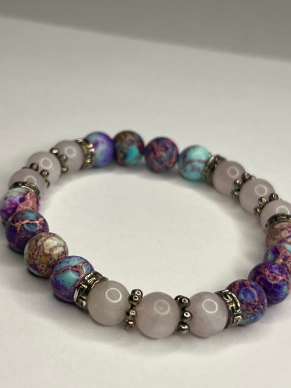 Pink Quartz, Purple Turquoise Marble with steel