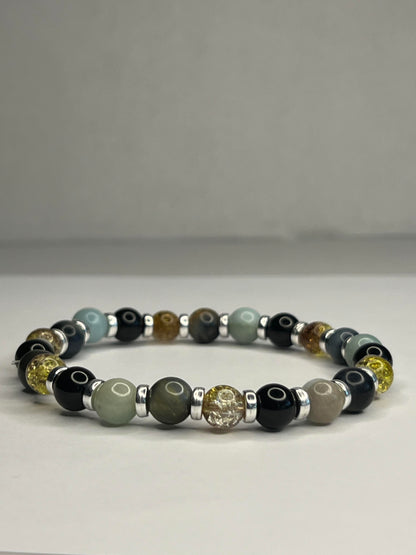 Citrine with Labradorite and Onyx and steel