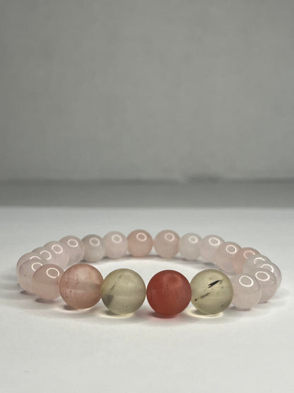 Pink Crystal, Amethyst, Rose Quartz, and Matte Watermelon Rind