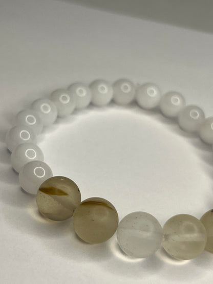 Pure white quartz, with Amethyst and  Matte Watermelon Rind