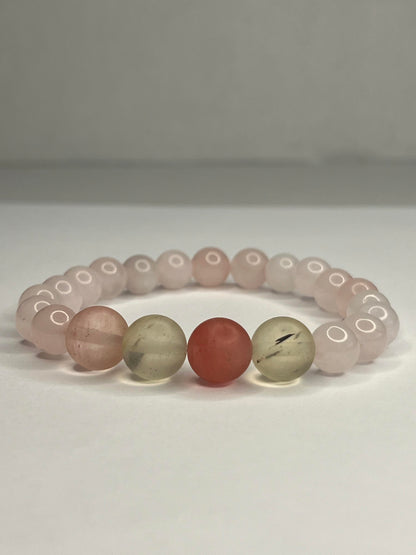 Pink Crystal, Amethyst, Rose Quartz, and Matte Watermelon Rind