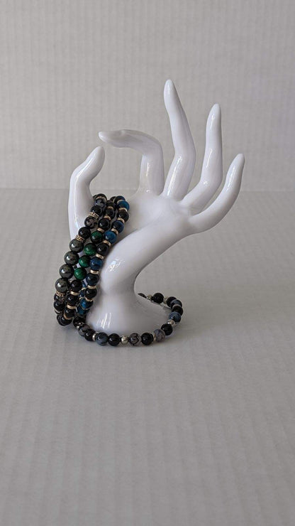Blue Tyger eye, with Onyx and steel